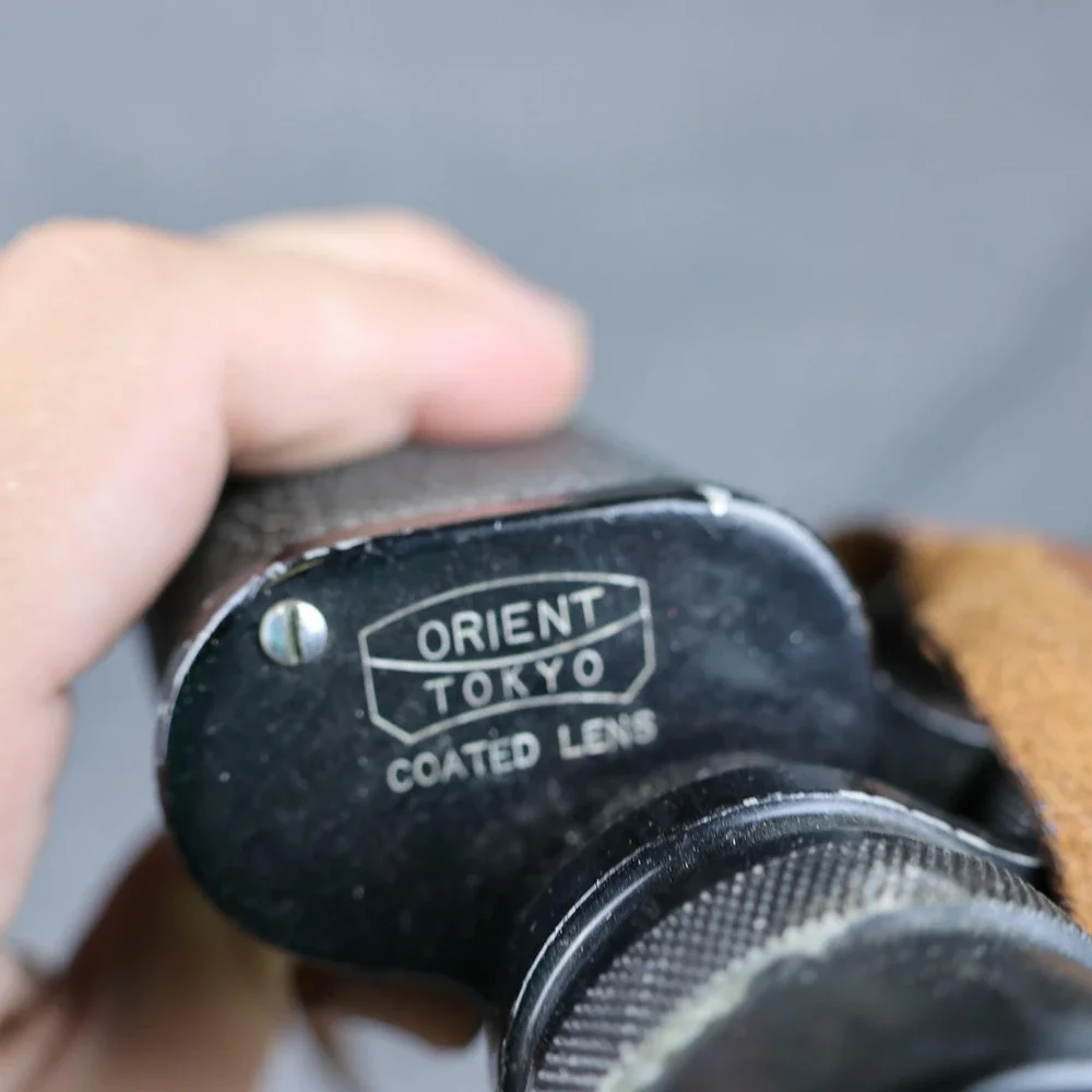 Vintage Orient 7x35 Binoculars Central Focusing Coated Lens Black Tokyo Japan